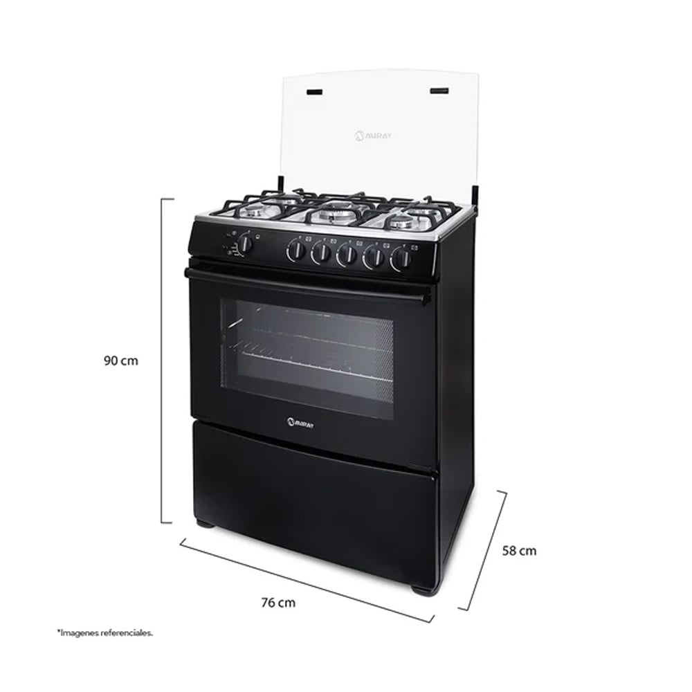 COMBO MIRAY COCINA A GAS GIRASOL PLUS GLP 5 HORNILLAS +CAMPANA 90CM INOX - 2