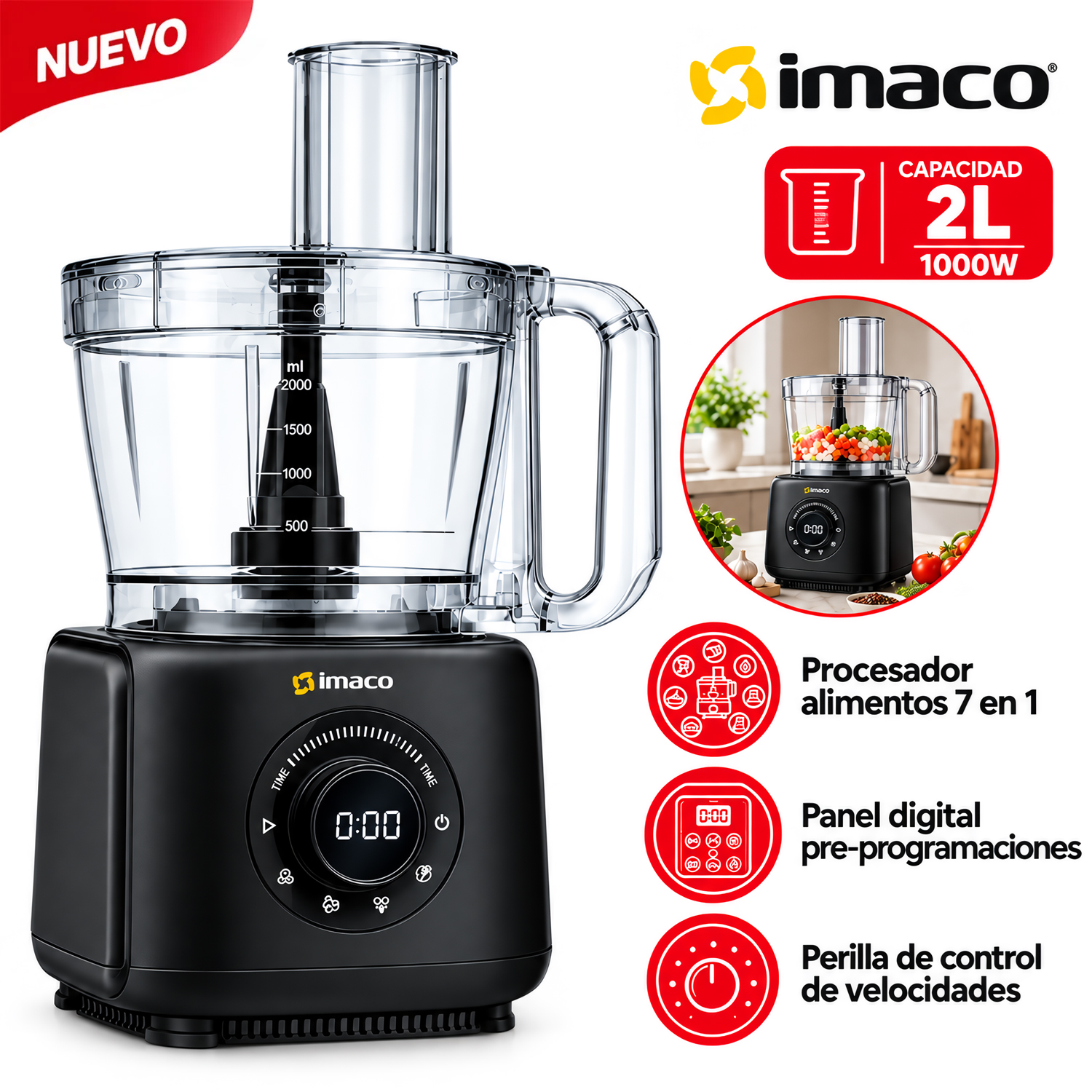 PROCESADOR DE ALIMENTOS 2 LITROS 7EN1 FP416A - 1
