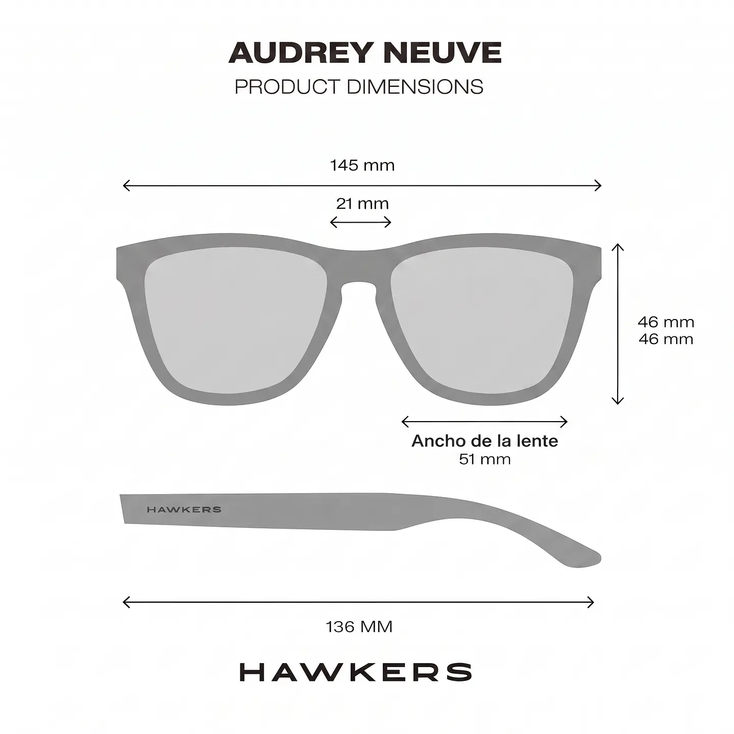 LENTES DE SOL POLARIZADO HAWKERS AUDREY NEUVE HANE22BGTP NEGRO - TALLA 51MM - NEZMUN.PE - 3