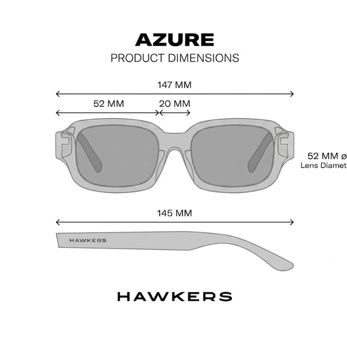 LENTES DE SOL HAWKERS AZURE NEGRO HAZU26BGT0 - TALLA 52MM - NEZMUN.PE - 3
