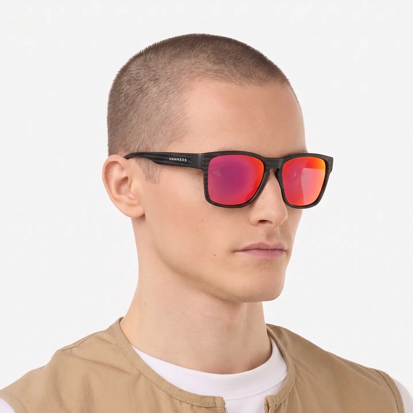 LENTES DE SOL POLARIZADO HAWKERS CORE RAW CARBON FIBER HCRA25NRTP ROJO - TALLA 56MM - NEZMUN.PE - 2
