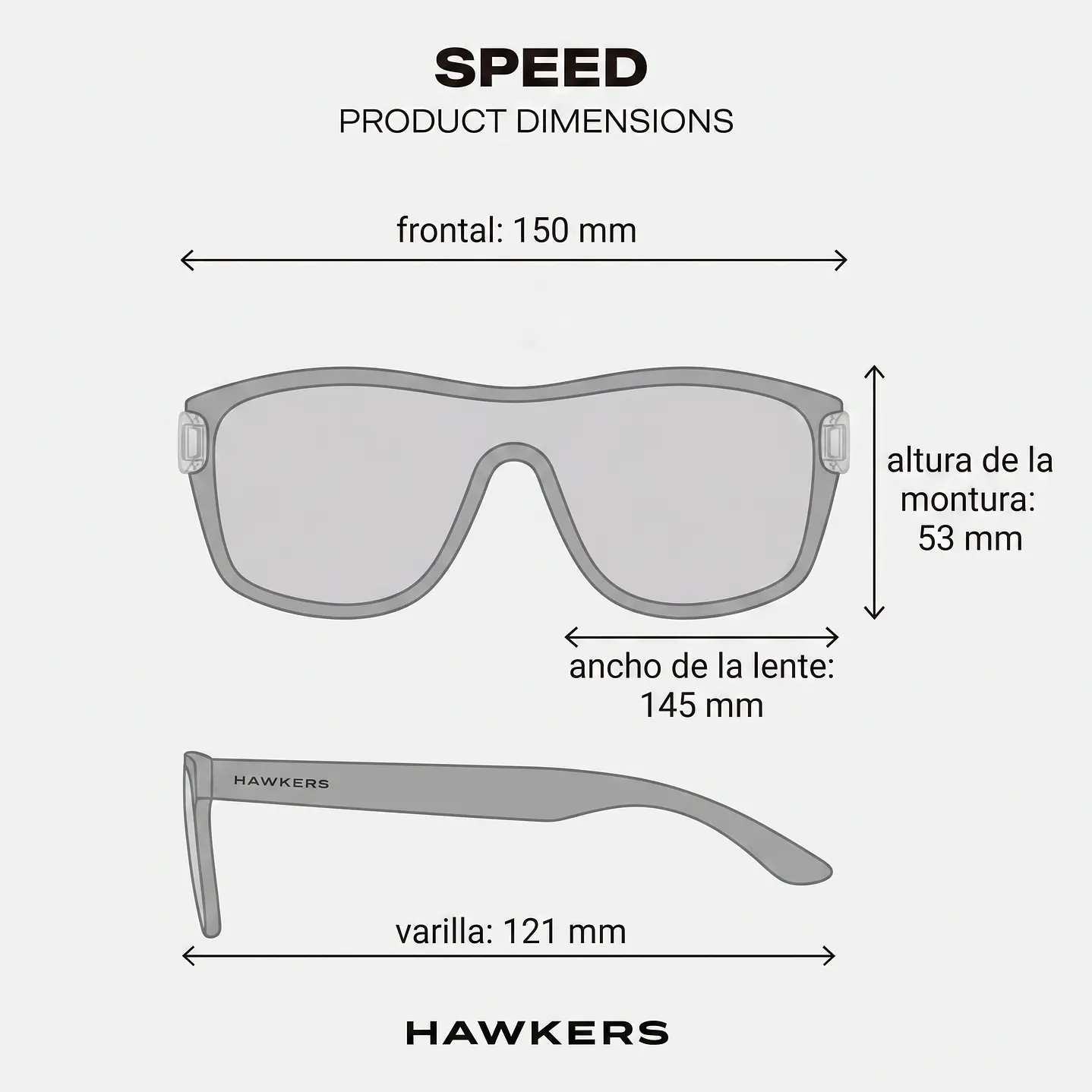 LENTES DE SOL DEPORTIVO HAWKERS SPEED TRANSPARENT CHROME - TALLA 145MM - NEZMUN.PE - 4