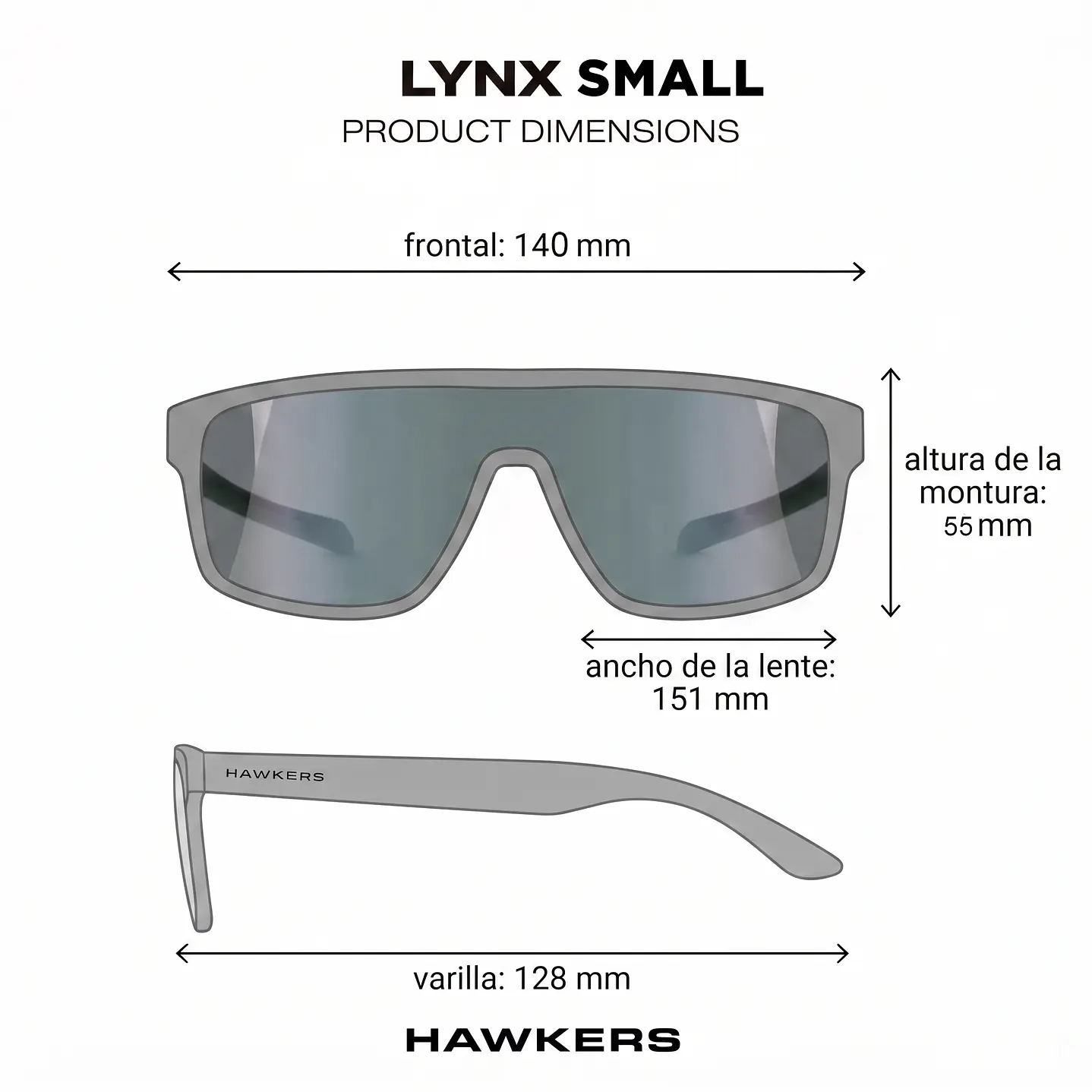 LENTES DE SOL DEPORTIVO HAWKERS LYNX SMALL BLACK SMOKE FLASH - TALLA 151MM - NEZMUN.PE - 4