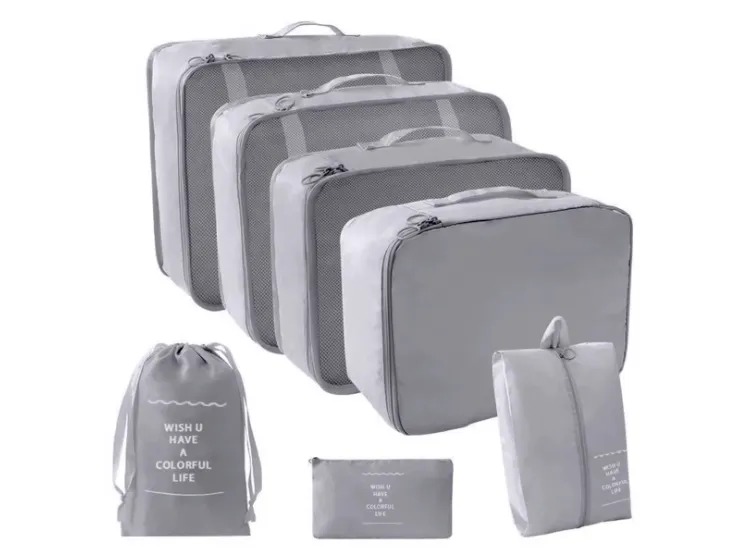PACK 7 ACCESORIOS VIAJE COOL BAGS CB-SET GRIS ESTUCHES ORGANIZADORES MALETA - 1