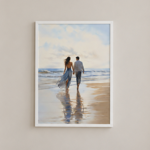 BLOOMING ART CUADRO DECORATIVO DE PAREJA EN LA PLAYA А4 MARCO BLANCO - 2