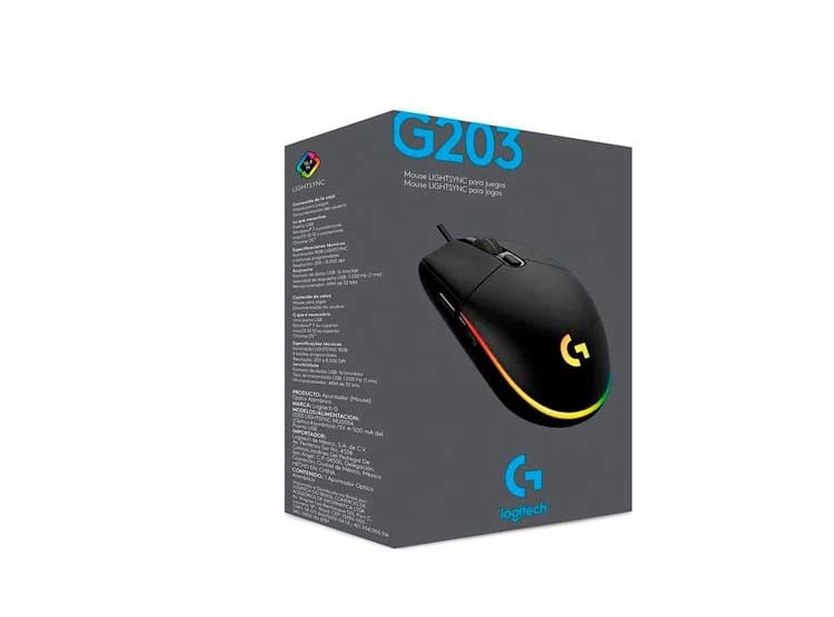 MOUSE LOGITECH G203 LIGHTSYNC OPTICAL NEGRO - 3