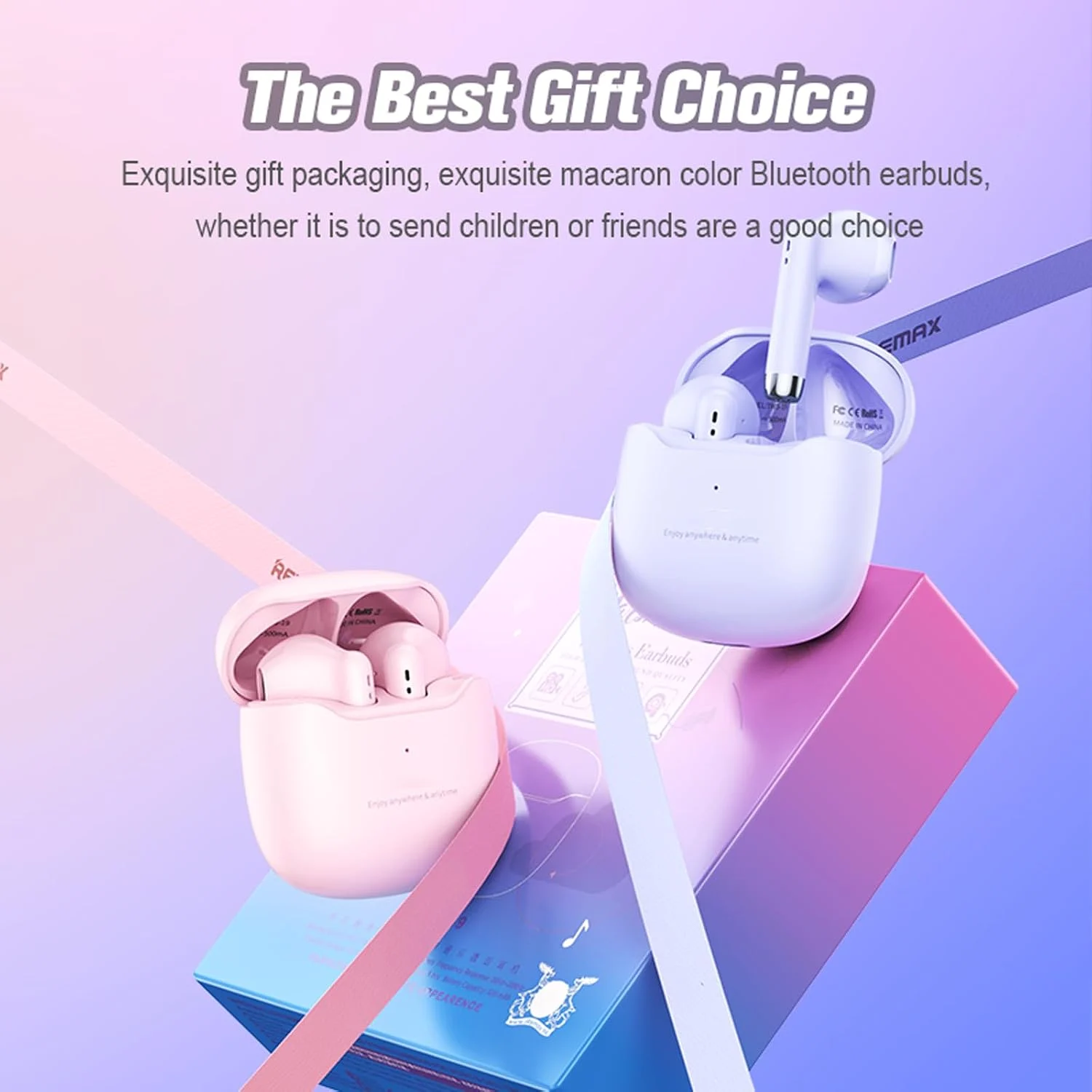 AUDÍFONOS REMAX IN-EAR TWS-19 BLUETOOTH ROSA - 2