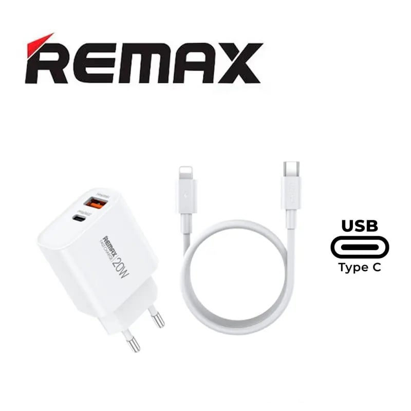 CARGADOR REMAX RP-U120 20W USBA+C C/CABLE BLANCO - 1