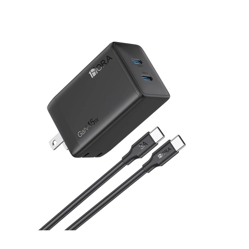 CARGADOR + CABLE 1HORA GAR170 45W C/CABLE TIPO-C NEGRO - 1