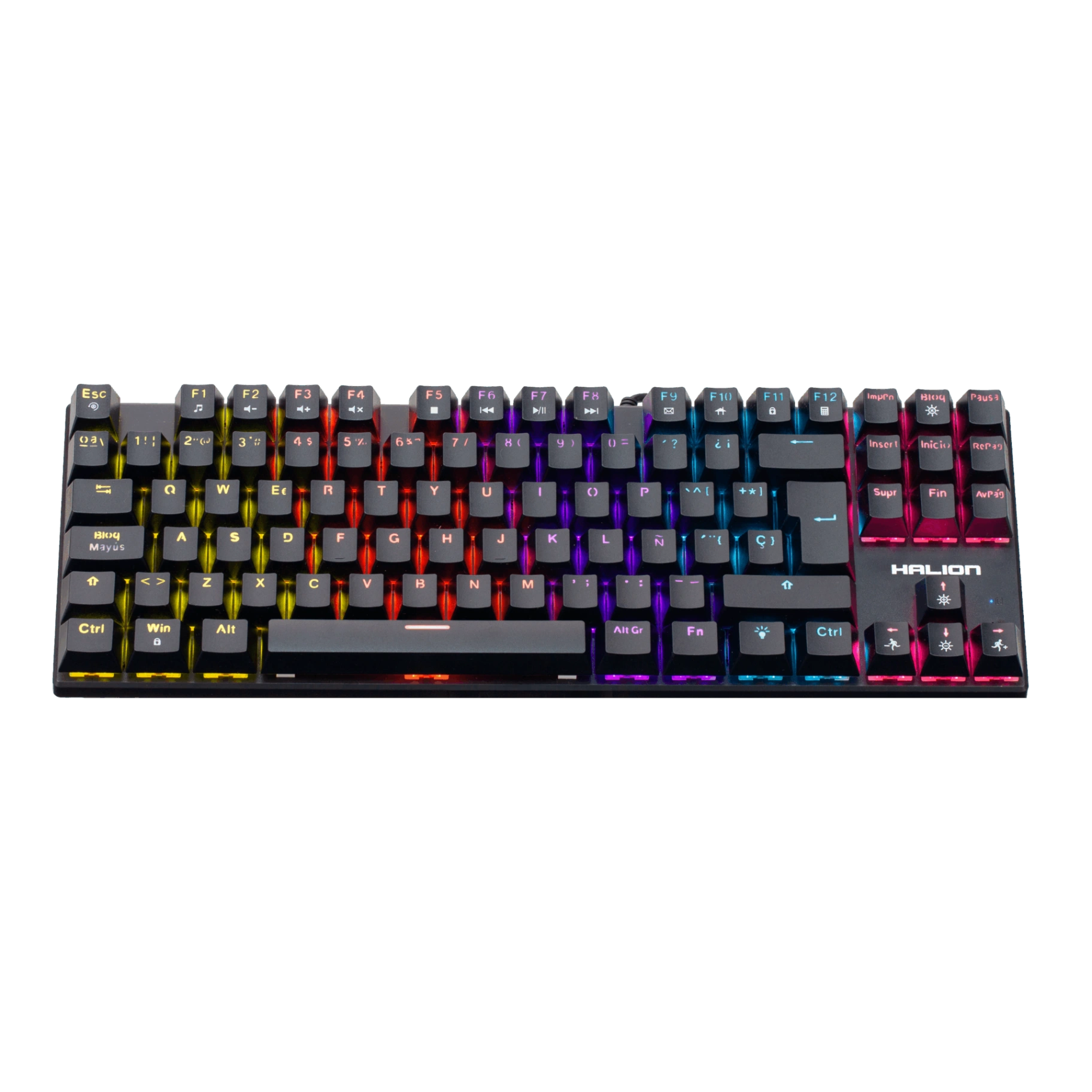 TECLADO HALION GAMING MECANICO COMANCHE 88 KM202 RAINBOW NEGRO S/RED - 1