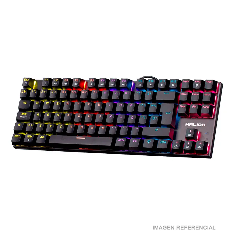 TECLADO HALION GAMING MECANICO COMANCHE 88 KM202 RAINBOW NEGRO S/RED - 2