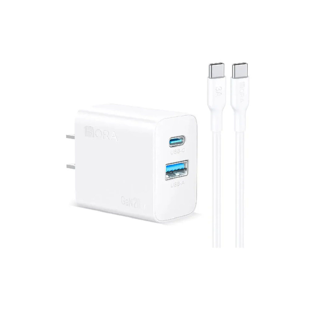 CARGADOR + CABLE 1HORA GAR163 20W PUERTO USB-A A TIPO-C CABLE 1M 3A IP BLANCO - 1