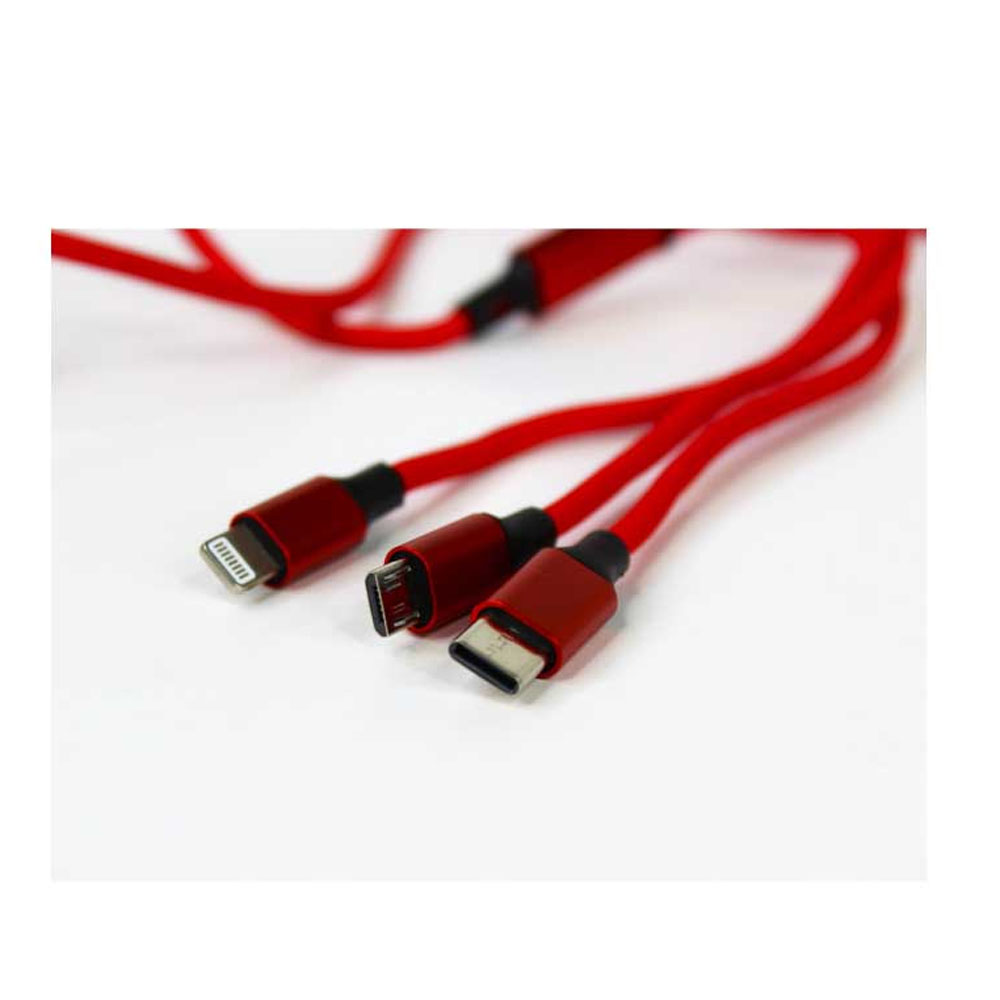 CABLE SUPERAZ SA06 3 EN 1 USBC/TIPO C-V8-APPLE ROJO - 1