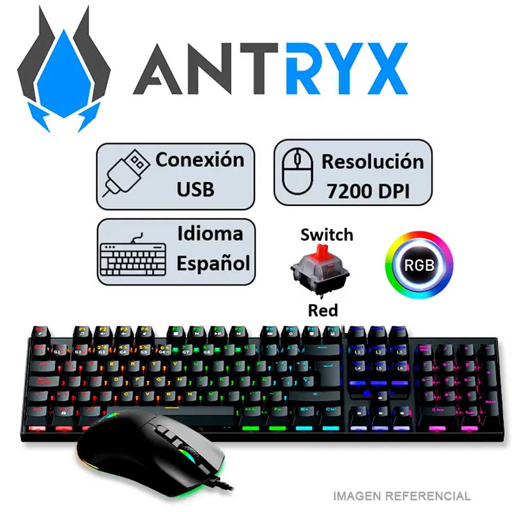 TECLADO+MOUSE ANTRYX GC-3100 NEGRO S/ROJO (AGC-3100KRE-SP) - 2