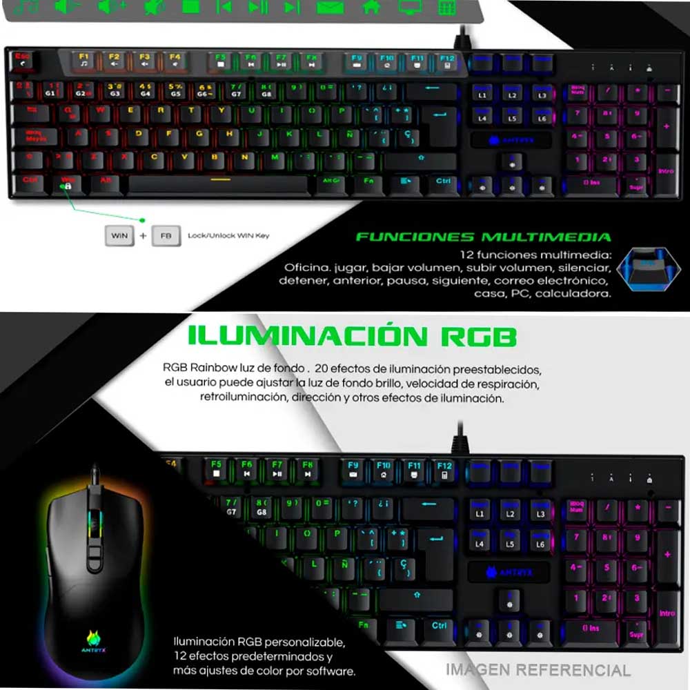 TECLADO+MOUSE ANTRYX GC-3100 NEGRO S/ROJO (AGC-3100KRE-SP) - 5