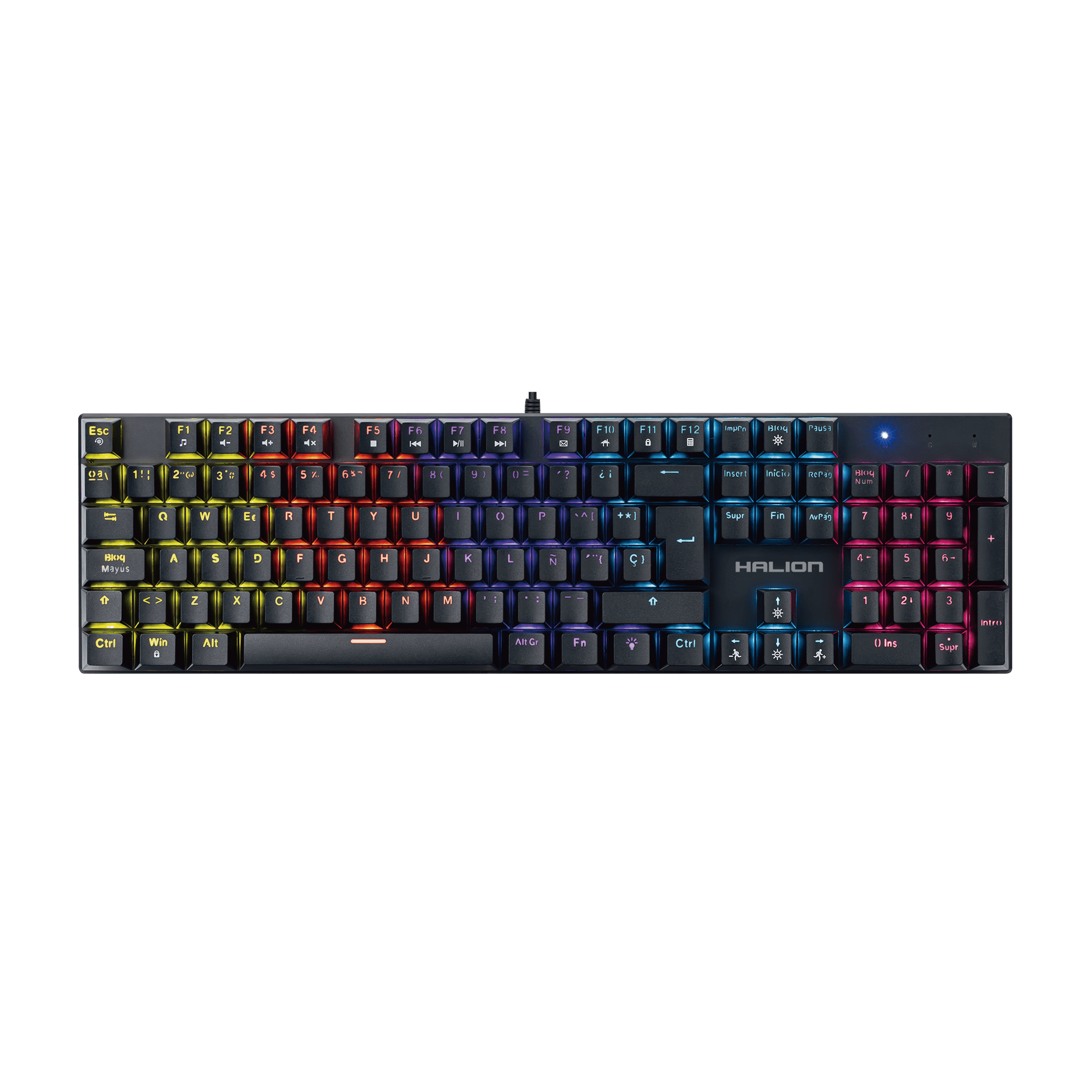 TECLADO HALION GAMING MECANICO COMANCHE 105 KM203 RAINBOW NEGRO S/RED - 1