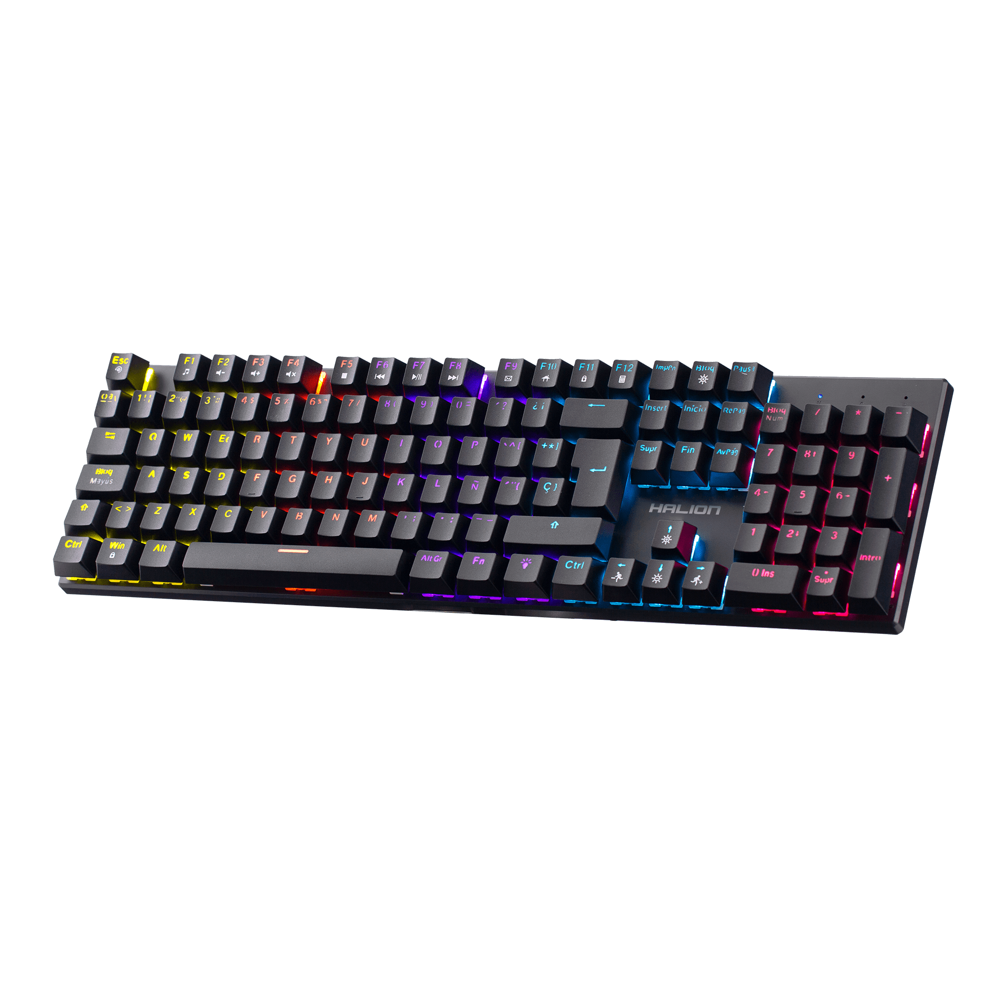 TECLADO HALION GAMING MECANICO COMANCHE 105 KM203 RAINBOW NEGRO S/RED - 2