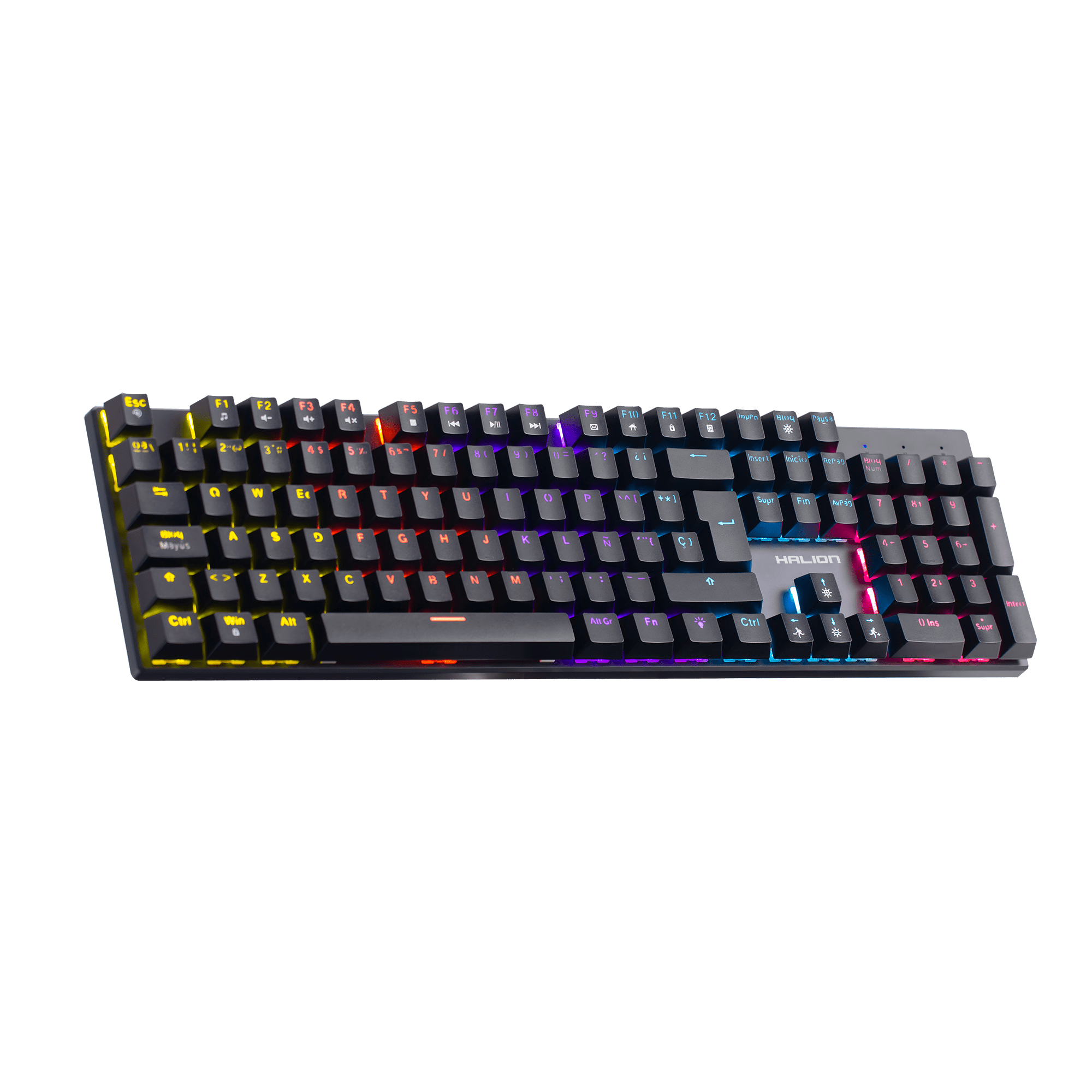 TECLADO HALION GAMING MECANICO COMANCHE 105 KM203 RAINBOW NEGRO S/RED - 3