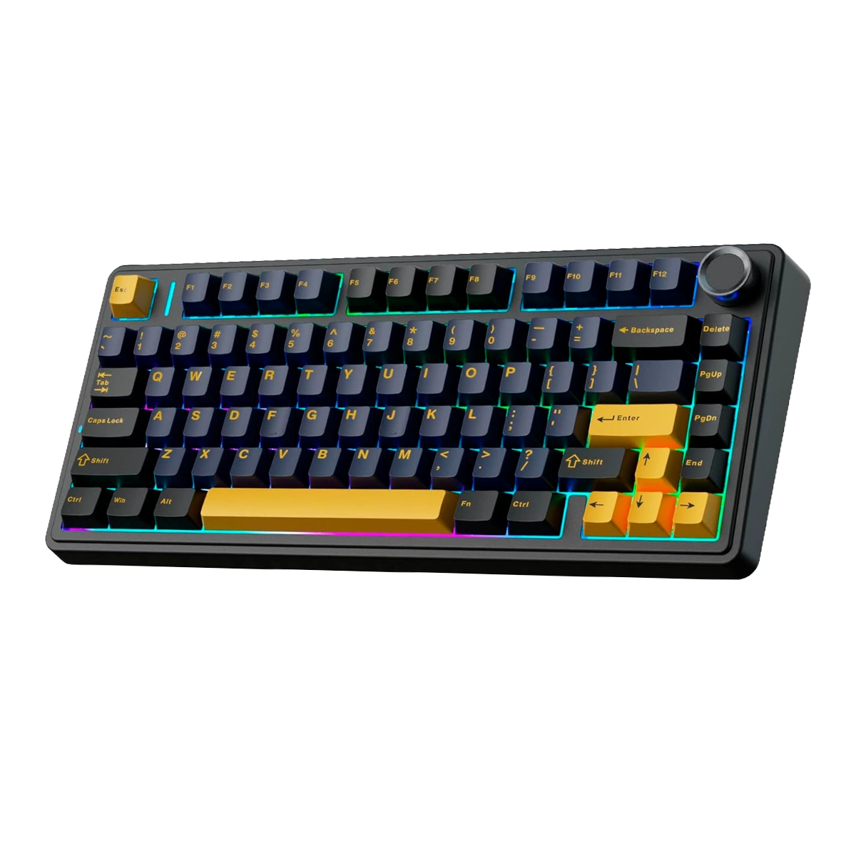 TECLADO AULA F75 RAINBOW BLACK/YELLOW S/PINK - 1