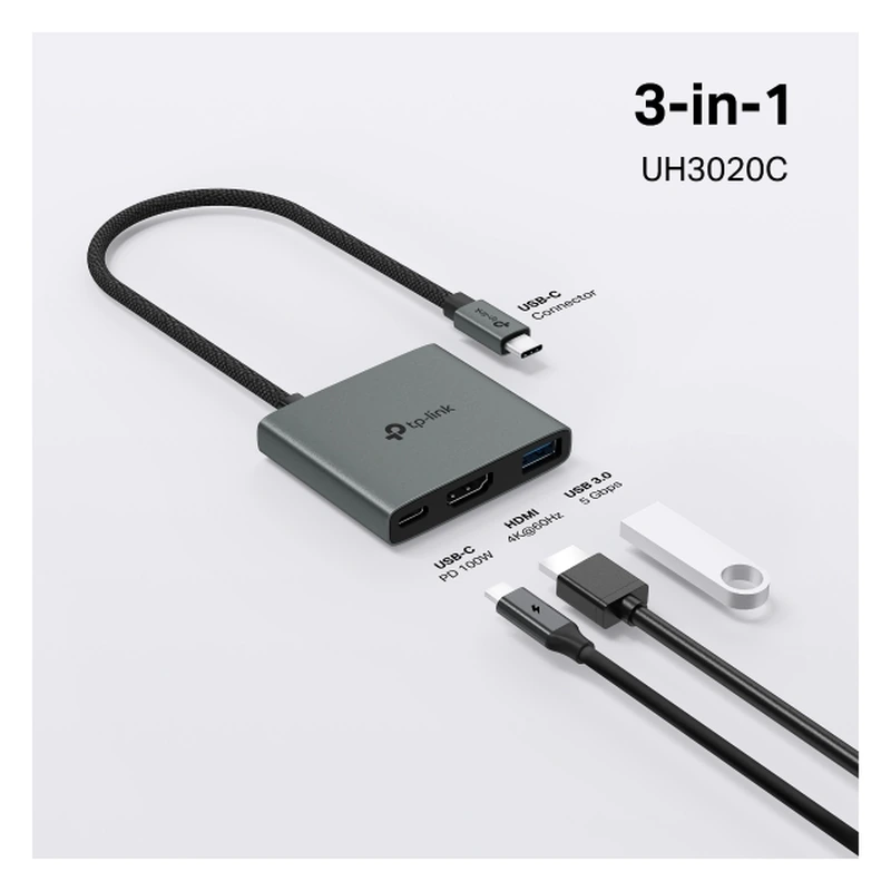 HUB TP-LINK UH3020C 3 EN 1 PUERTOS USB-C/USB-A/HDMI - 4
