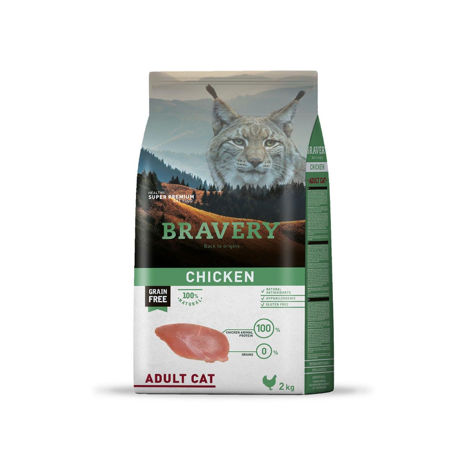 ALIMENTO PARA GATOS ADULTOS BRAVERY POLLO 2 KG - 1