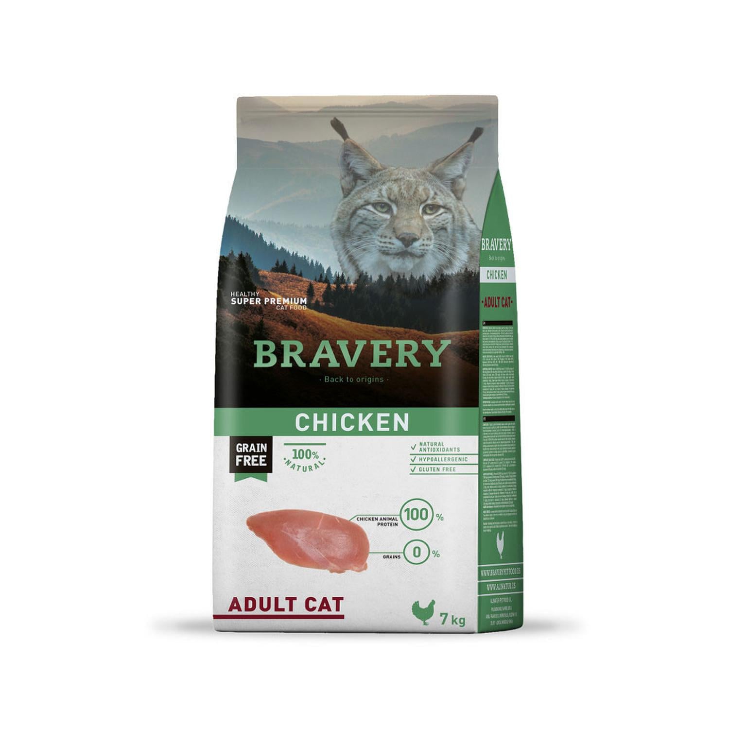 ALIMENTO PARA GATOS ADULTOS BRAVERY POLLO 7 KG - 1