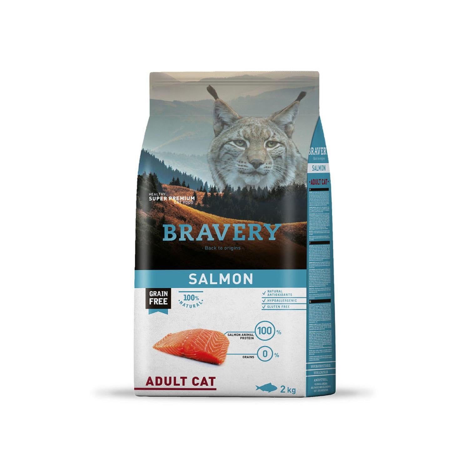 COMIDA SECA GATOS ADULTOS BRAVERY SABOR SALMÓN SACO 2 KG - 1