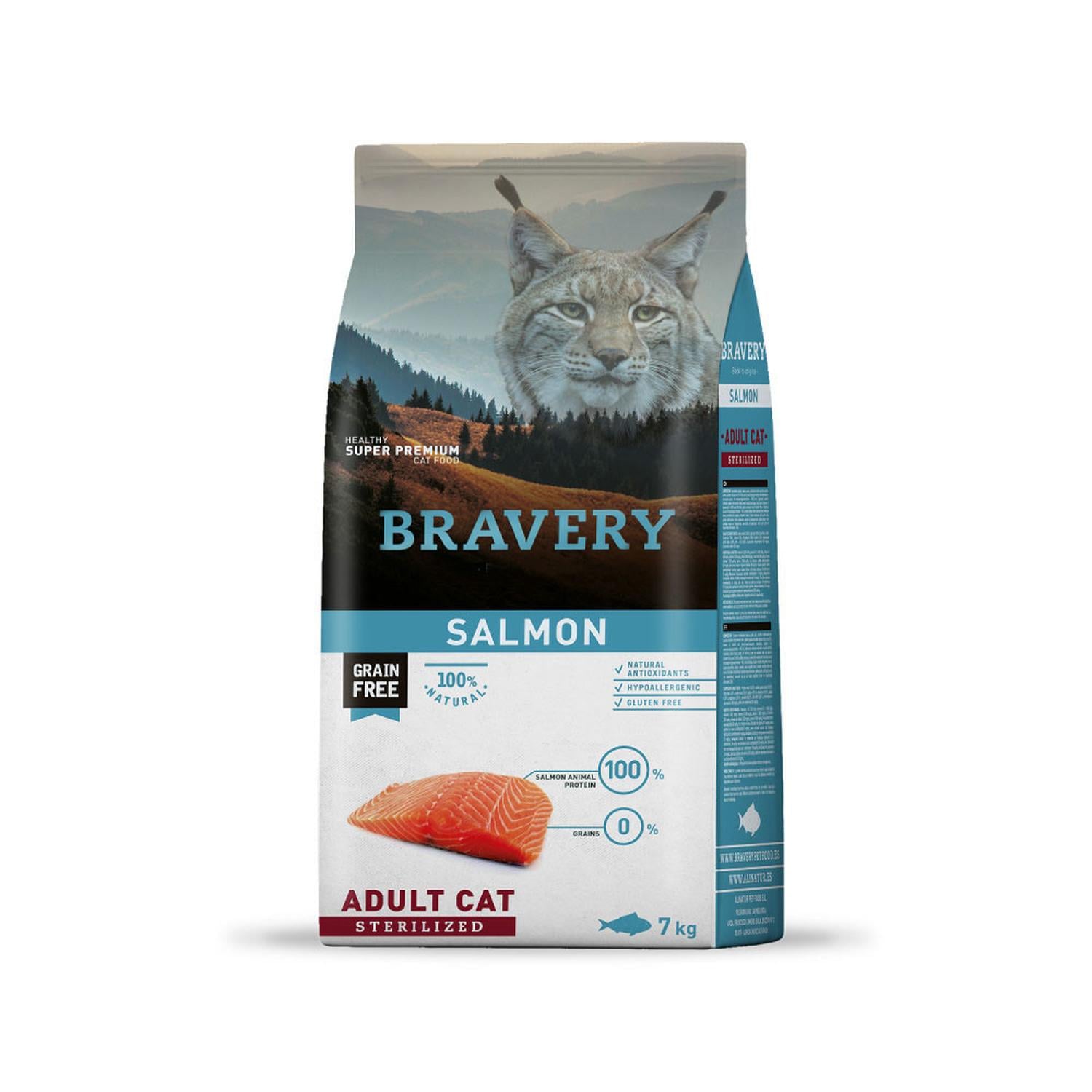 ALIMENTO PARA GATOS ADULTOS ESTERILIZADO BRAVERY SALMÓN 7 KG - 1