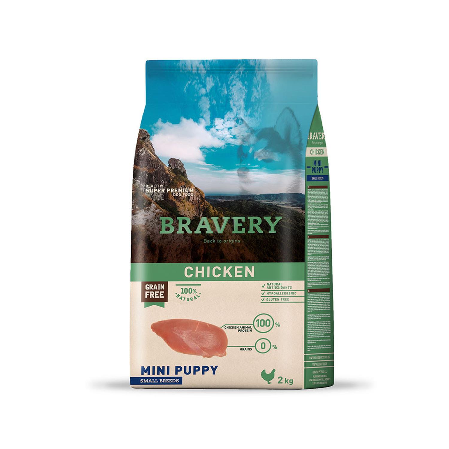 ALIMENTO PARA PERROS RAZA PEQUEÑA PUPPY BRAVERY POLLO 2KG - 1