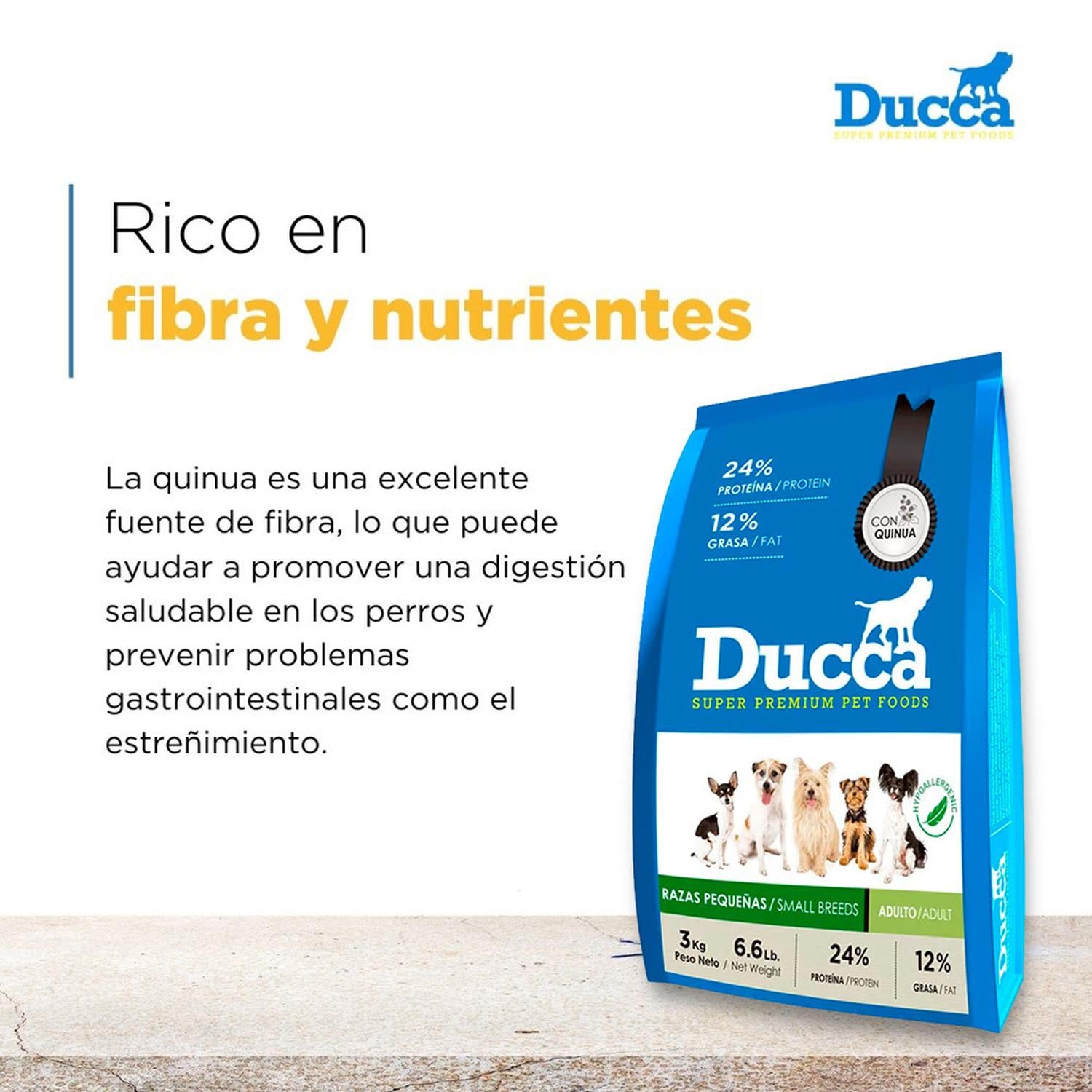 COMIDA SECA PERROS ADULTOS DUCCA RAZA PEQUEÑA SACO SUPER PREMIUM 3KG - 3