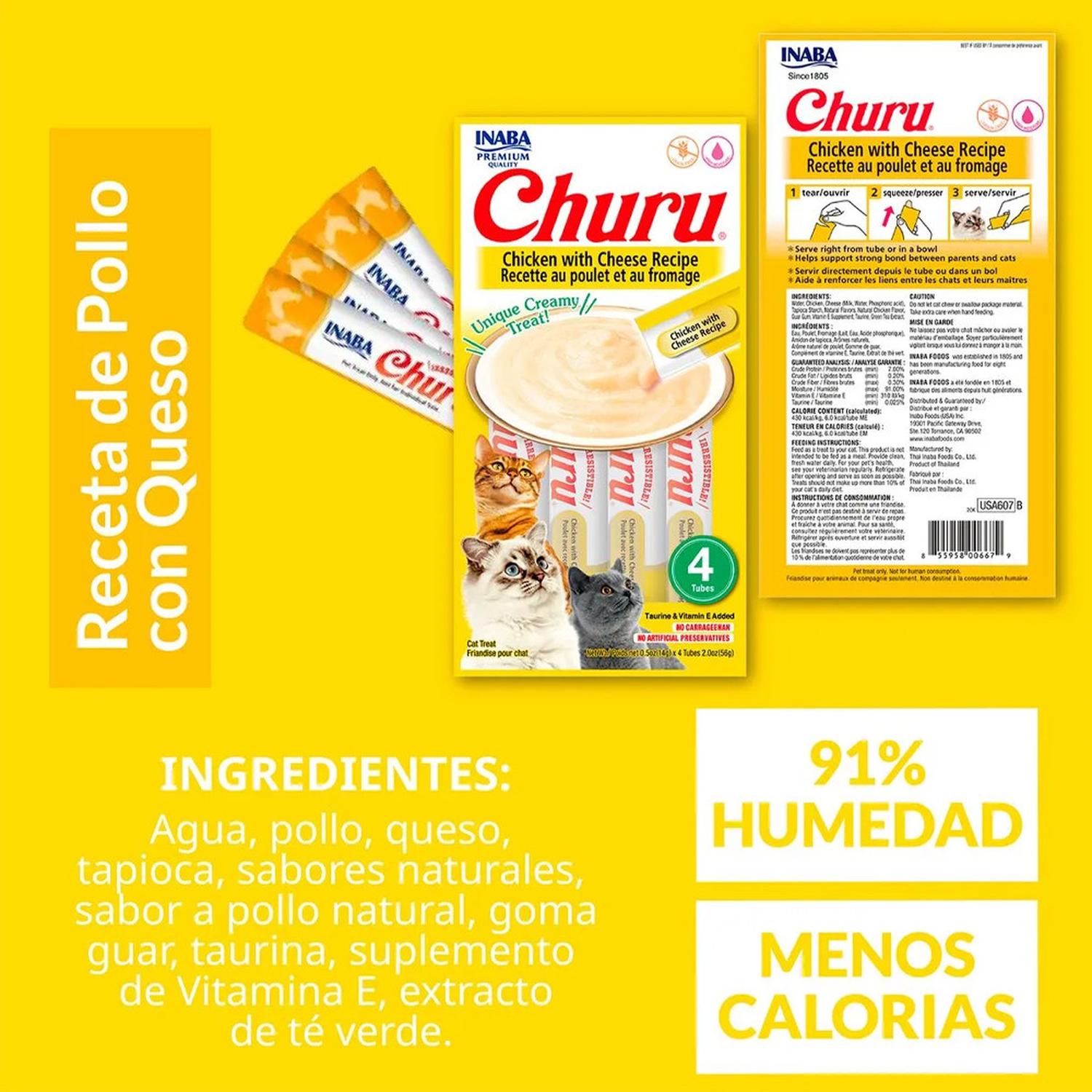 CHURU SNACK HÚMEDO DE POLLO PARA GATOS X4 UND - 7