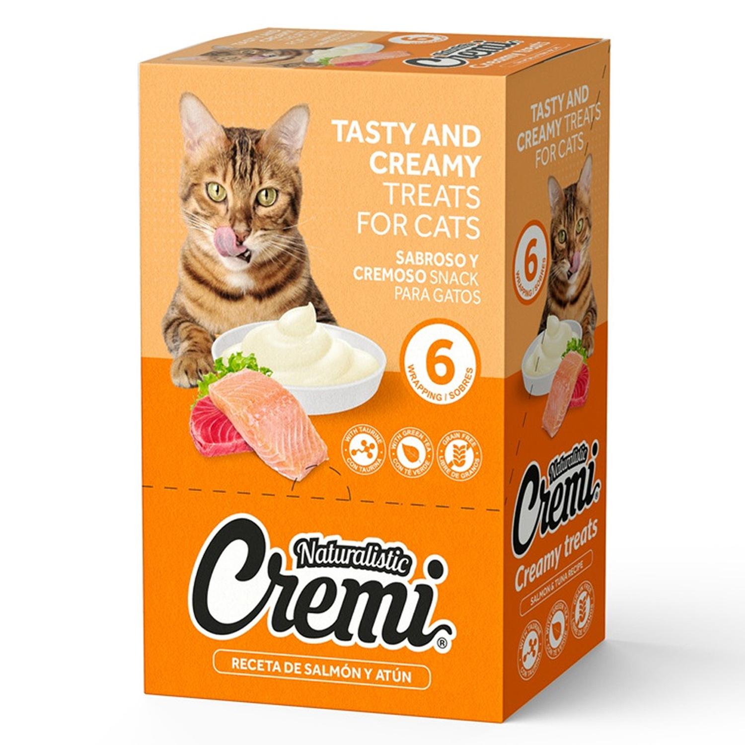 SNACKS GATOS NATURALISTIC CREMI SABOR SALMÓN Y ATÚN DISPLAY 60GR PACK X6 UND - 6