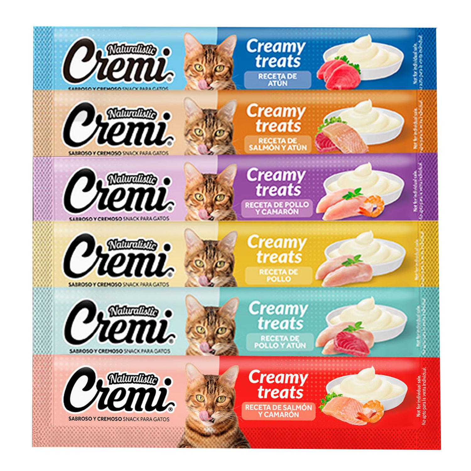 SNACK PARA GATOS NATURALISTIC CREMI VARIADO 60GR PACK X6 UND - 2
