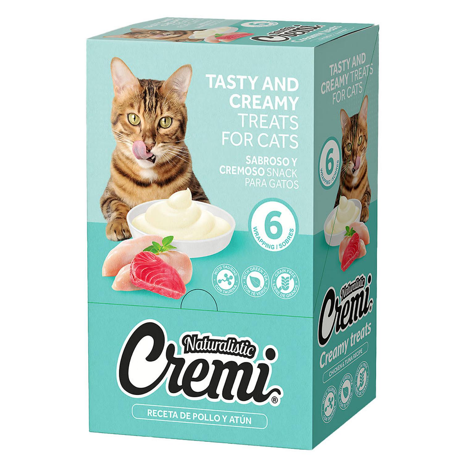 SNACK PARA GATOS NATURALISTIC CREMI POLLO Y ATÚN PACK X 6UND - 1