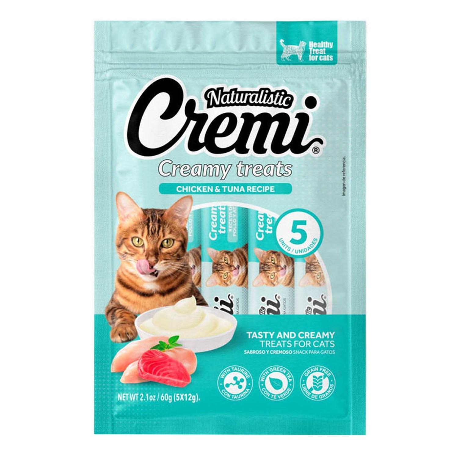 SNACK PARA GATOS NATURALISTIC CREMI POLLO Y ATÚN PACK X 6UND - 2