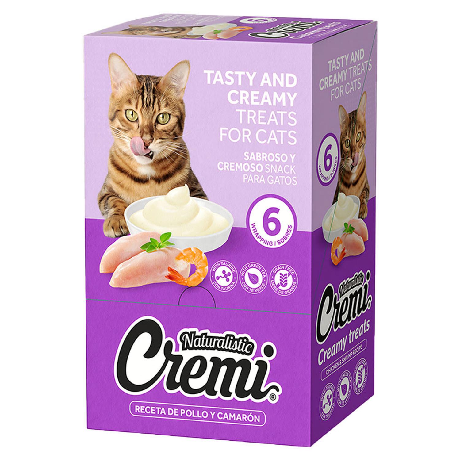 SNACK PARA GATO NATURALISTIC CREMI POLLO Y CAMARÓN PACK 6UND - 1