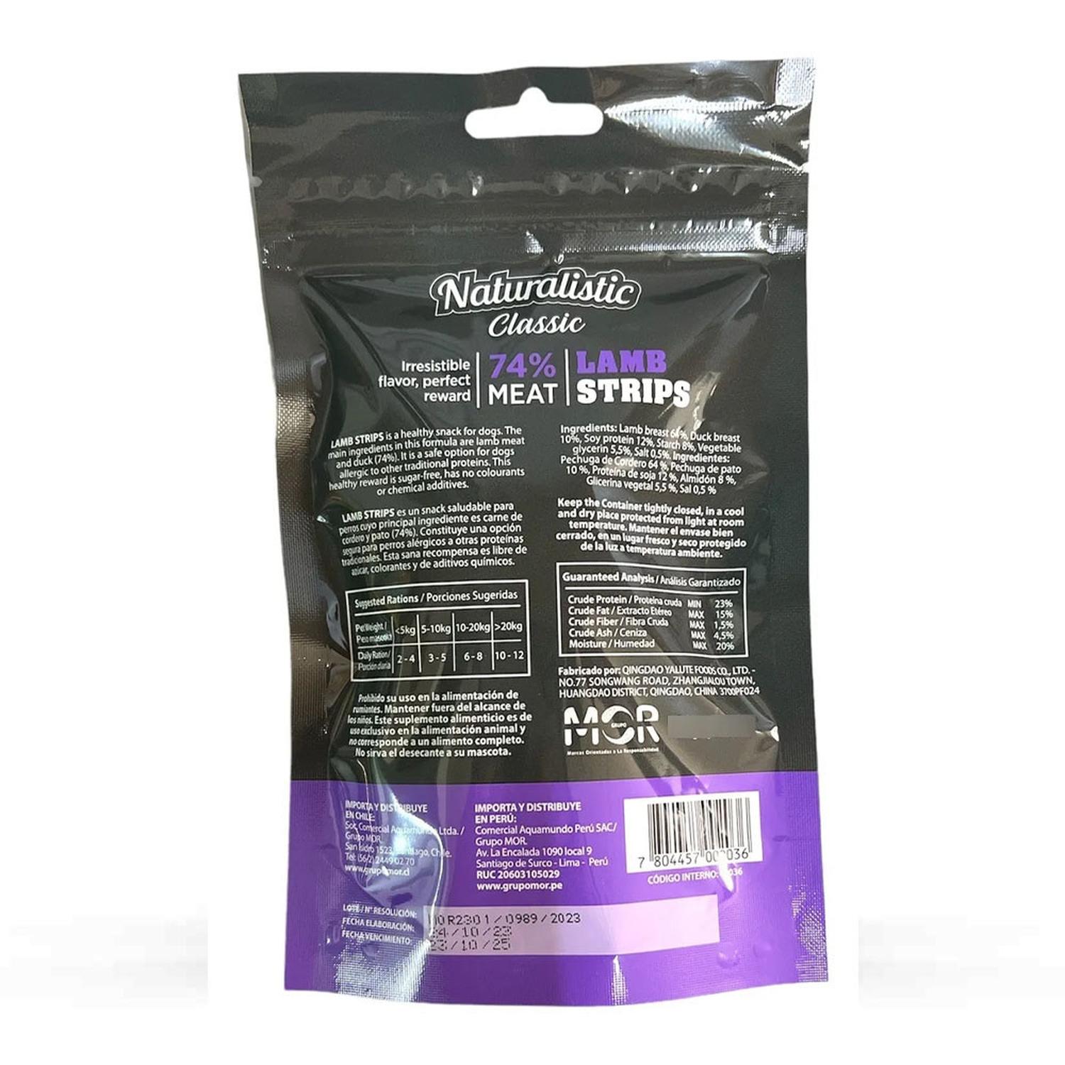 SNACK PARA PERROS NATURALISTIC CLASSIC LAMB STRIP 100GR - 3