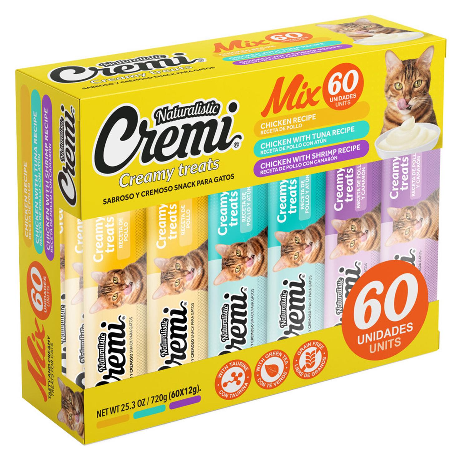 SNACK PARA GATO CREMI BOX MIX DE POLLO PACK 60 TUBOS VARIADOS - 1