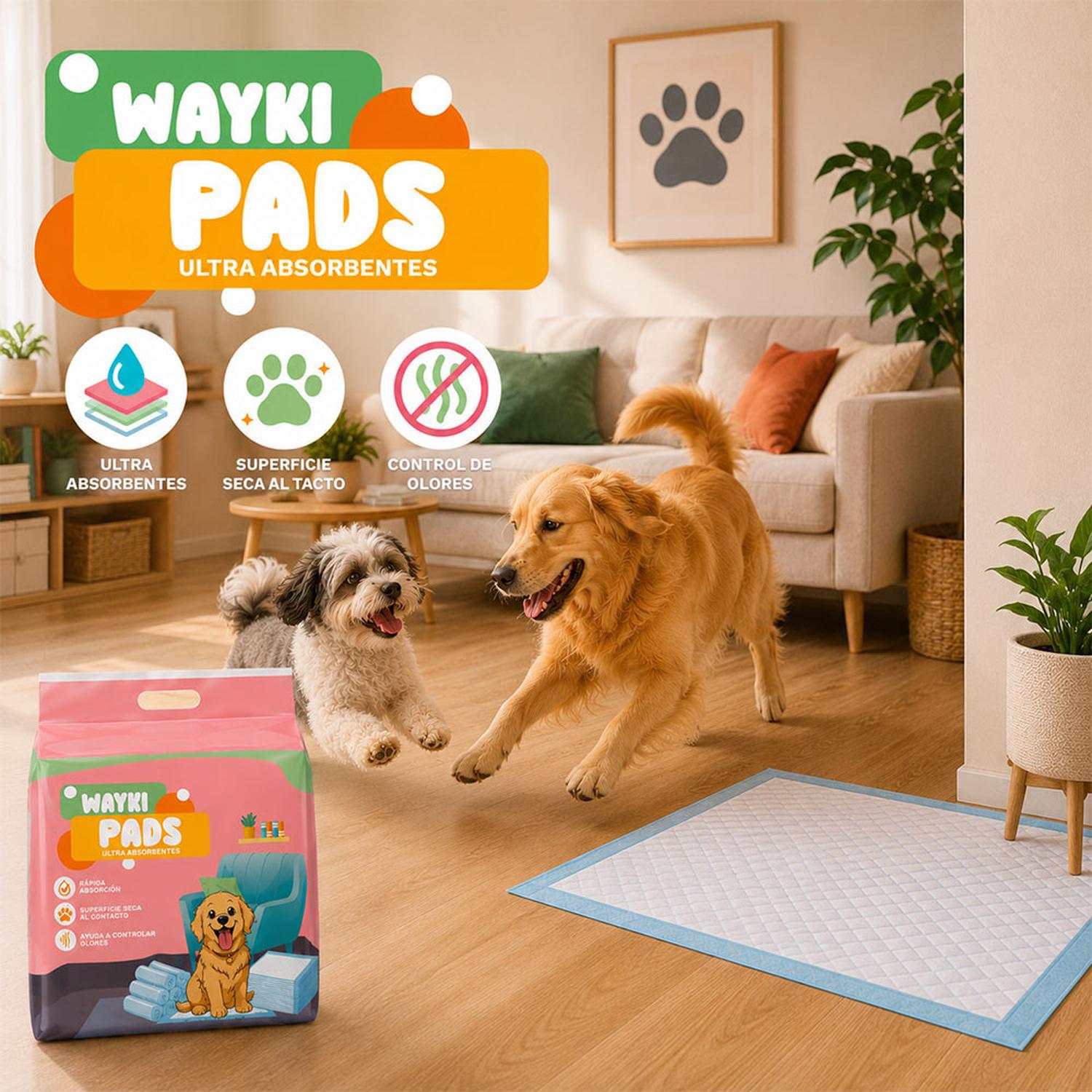 PAÑALES DE PISO PARA PERROS WAYKI PADS – M - 4