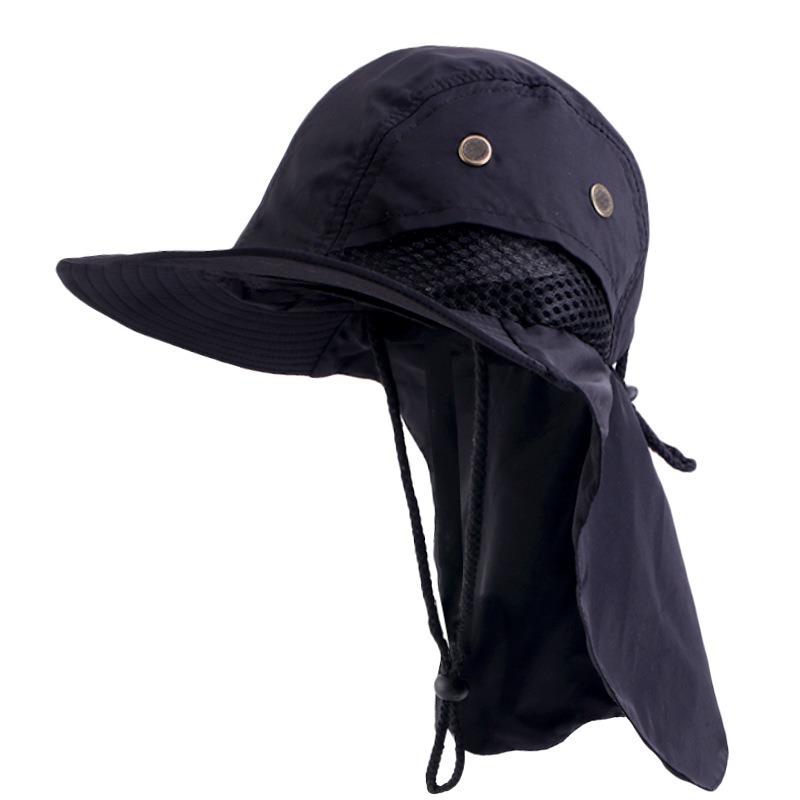 SOMBRERO GORRO ALTA PROTECCION SOL CUBRE NUCA IMPERMEABLE MESH NEGRO - 1