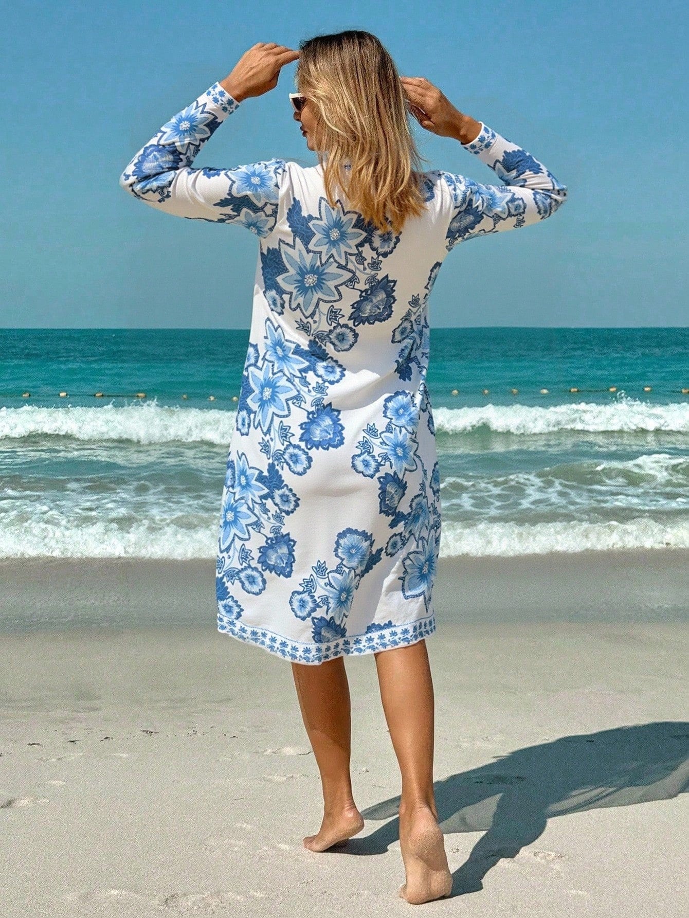SALIDA DE PLAYA BIANKA KIMONO MESH ESTAMPADO FLORES - TALLA M - 2