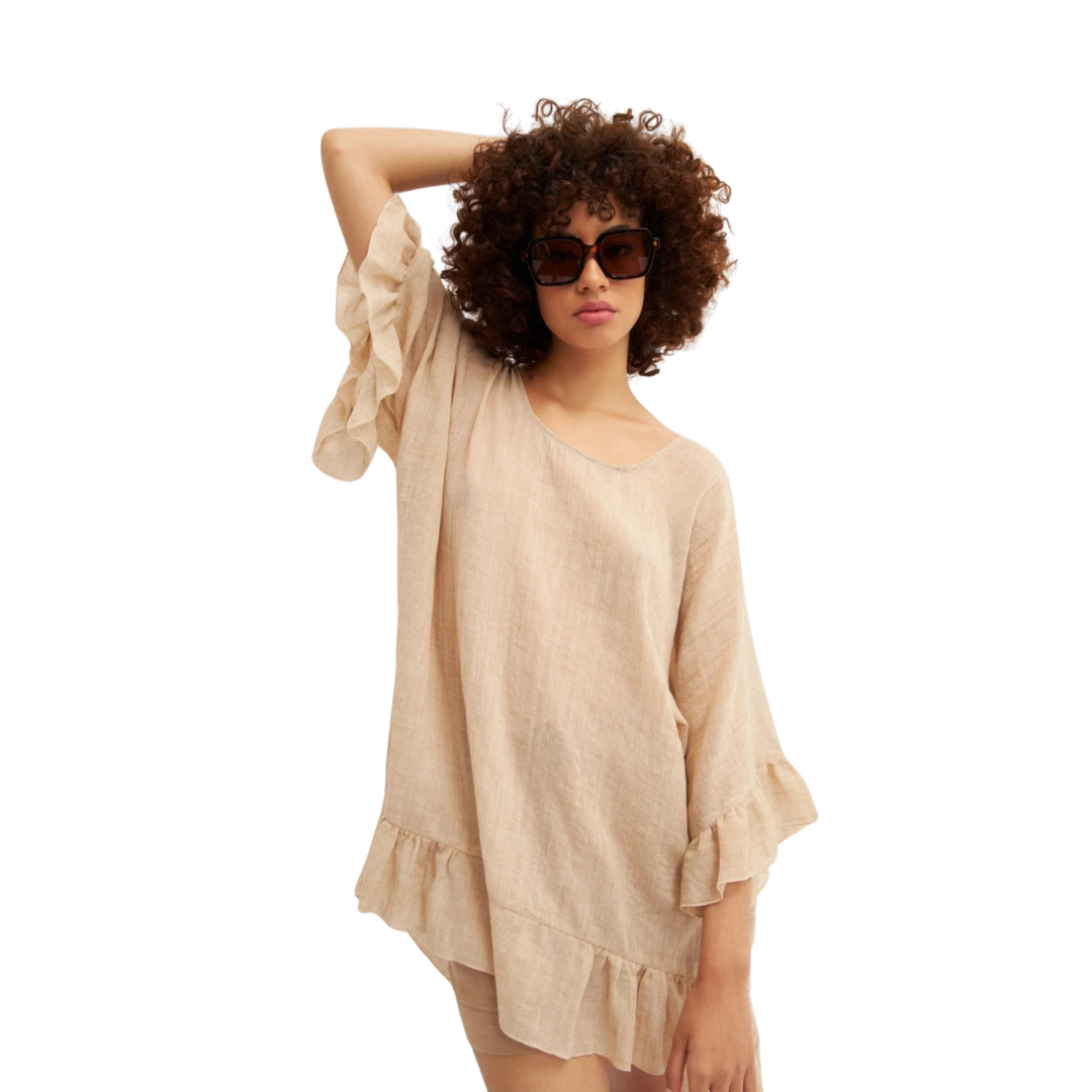 SALIDA VESTIDO DE PLAYA ELENA KHAKI - TALLA S/M - 1