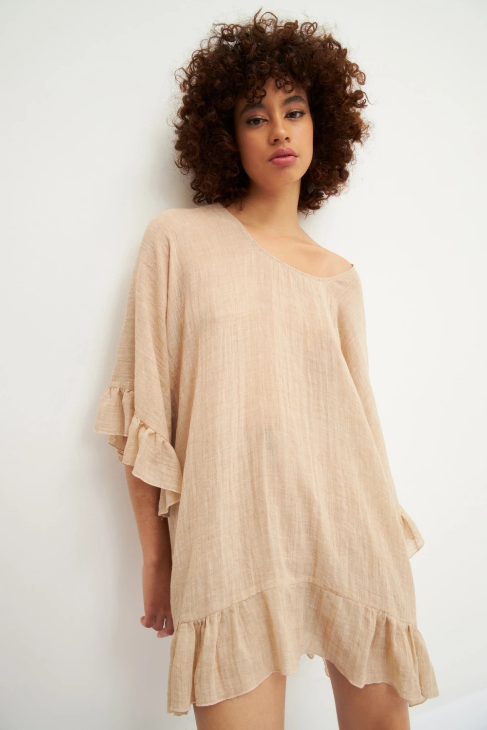 SALIDA VESTIDO DE PLAYA ELENA KHAKI - TALLA S/M - 2
