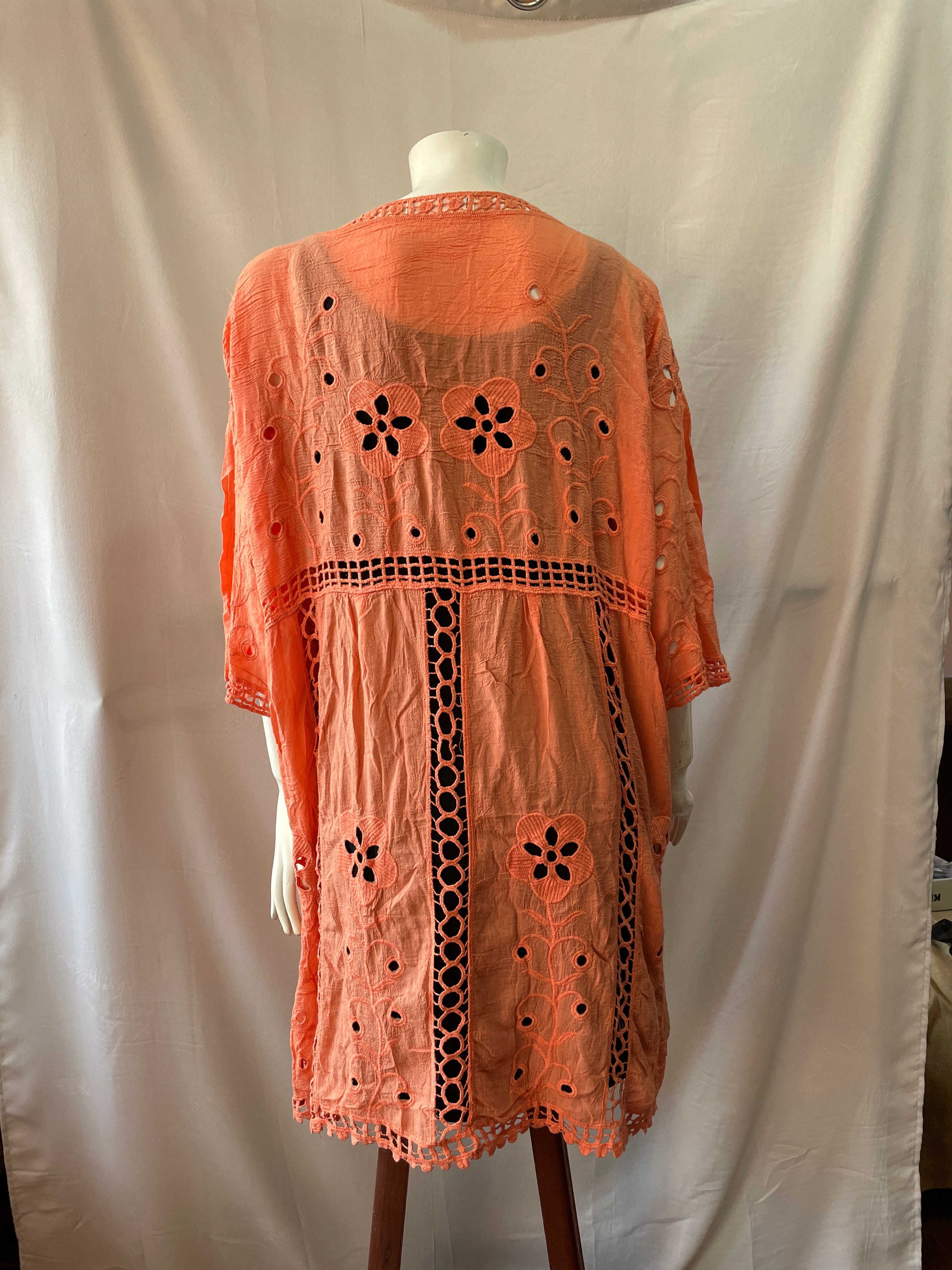 SALIDA DE PLAYA ROSELLA KIMONO OVERSIZE - CORAL - 4