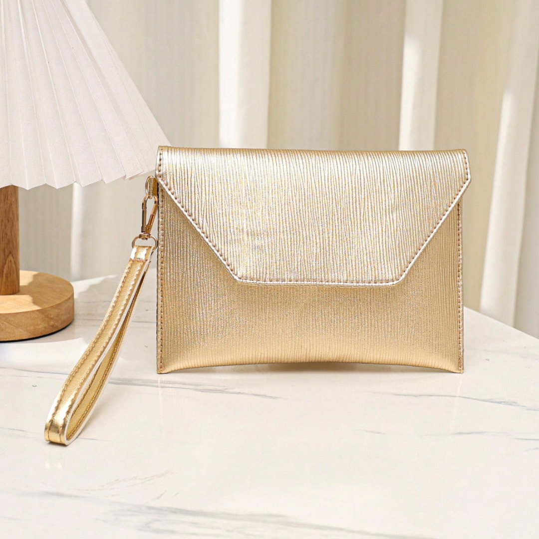 BOLSO DE MANO CLUTCH DORADO LUMIERE - 1