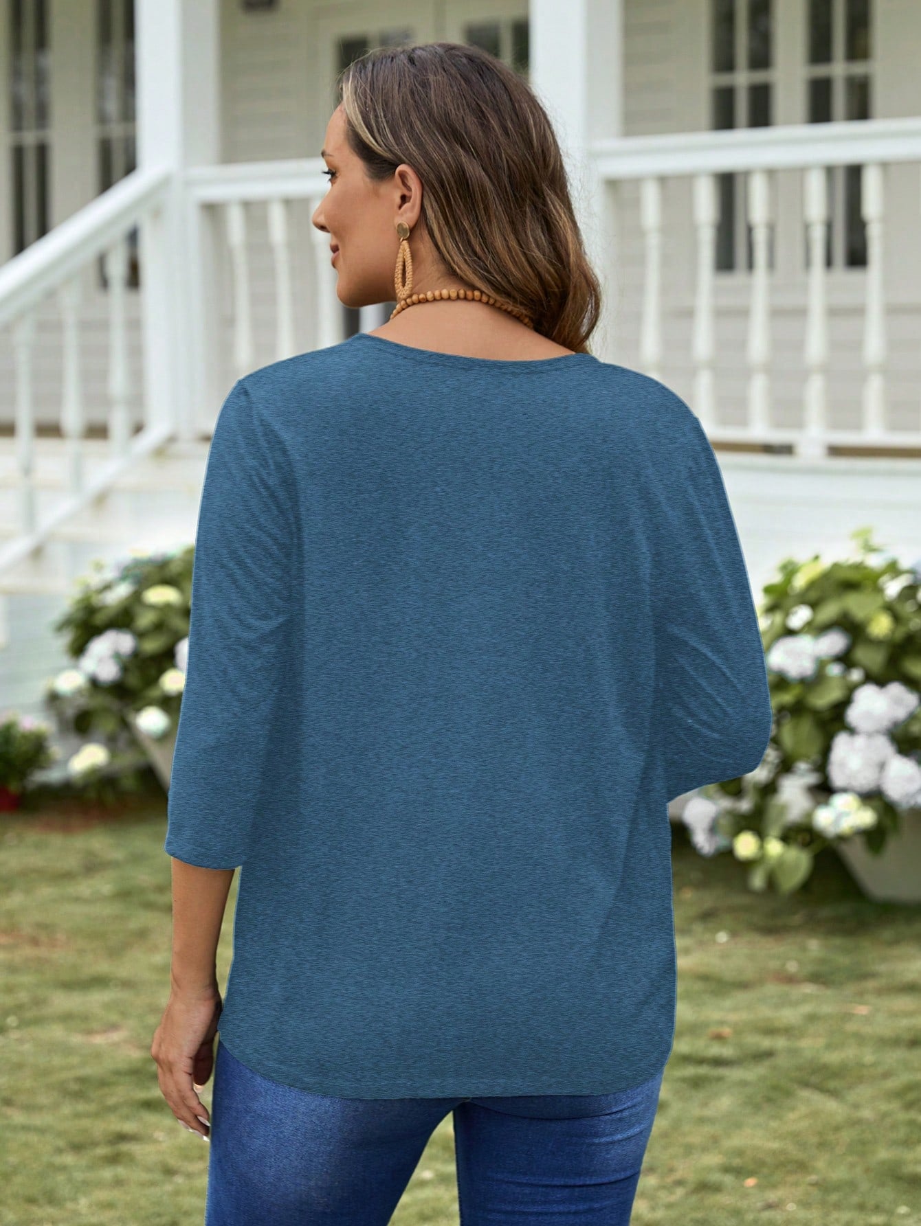 CARDIGAN PARA MUJER ELHOIS AZUL ACERO - TALLA M/L - 4
