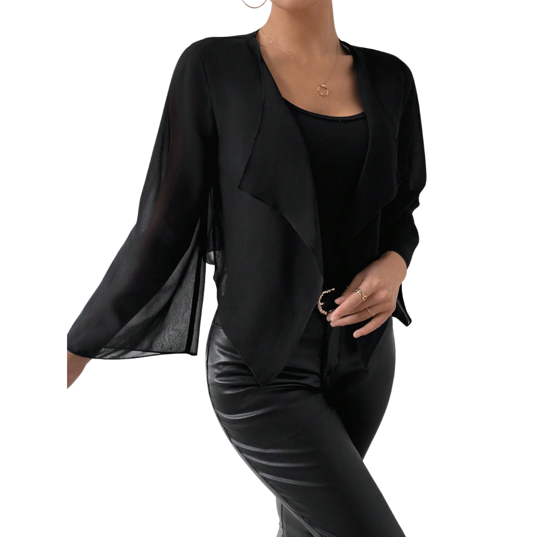CARDIGAN NEGRO TRANSPARENTE MANGA ACAMPANADA BAREFOOT - TALLA L - 4