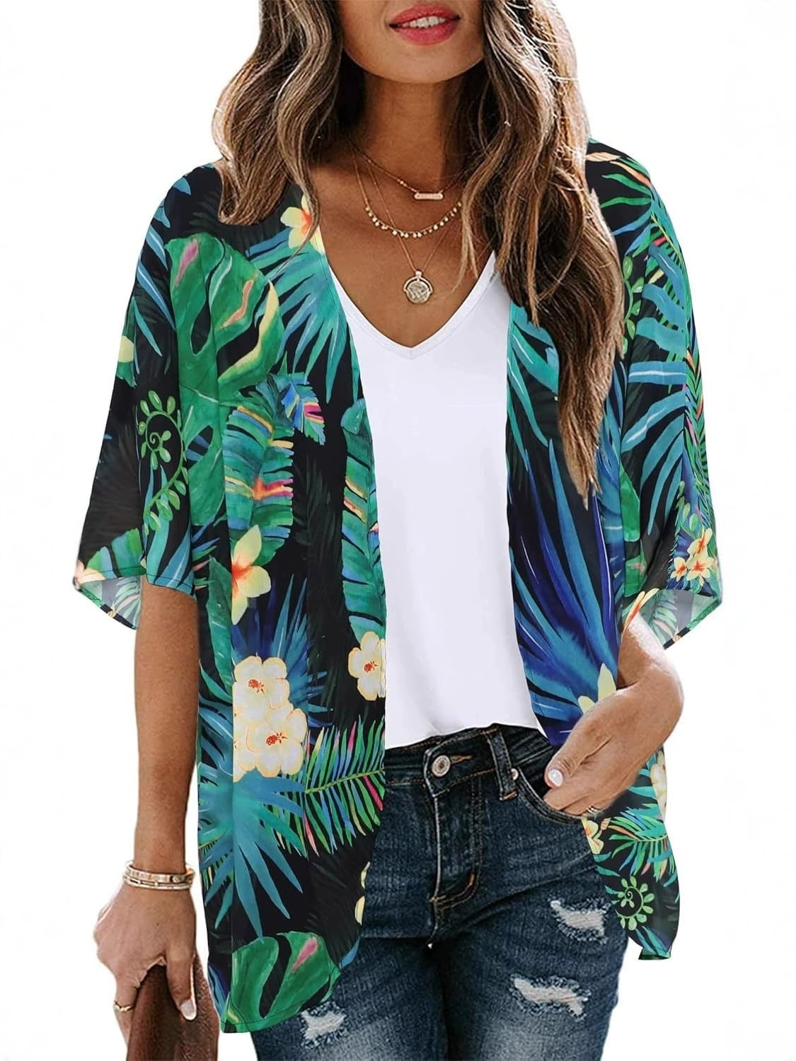 KIMONO MALIKA CARDIGAN CON ESTAMPADO FLORAL - TALLA L - 1
