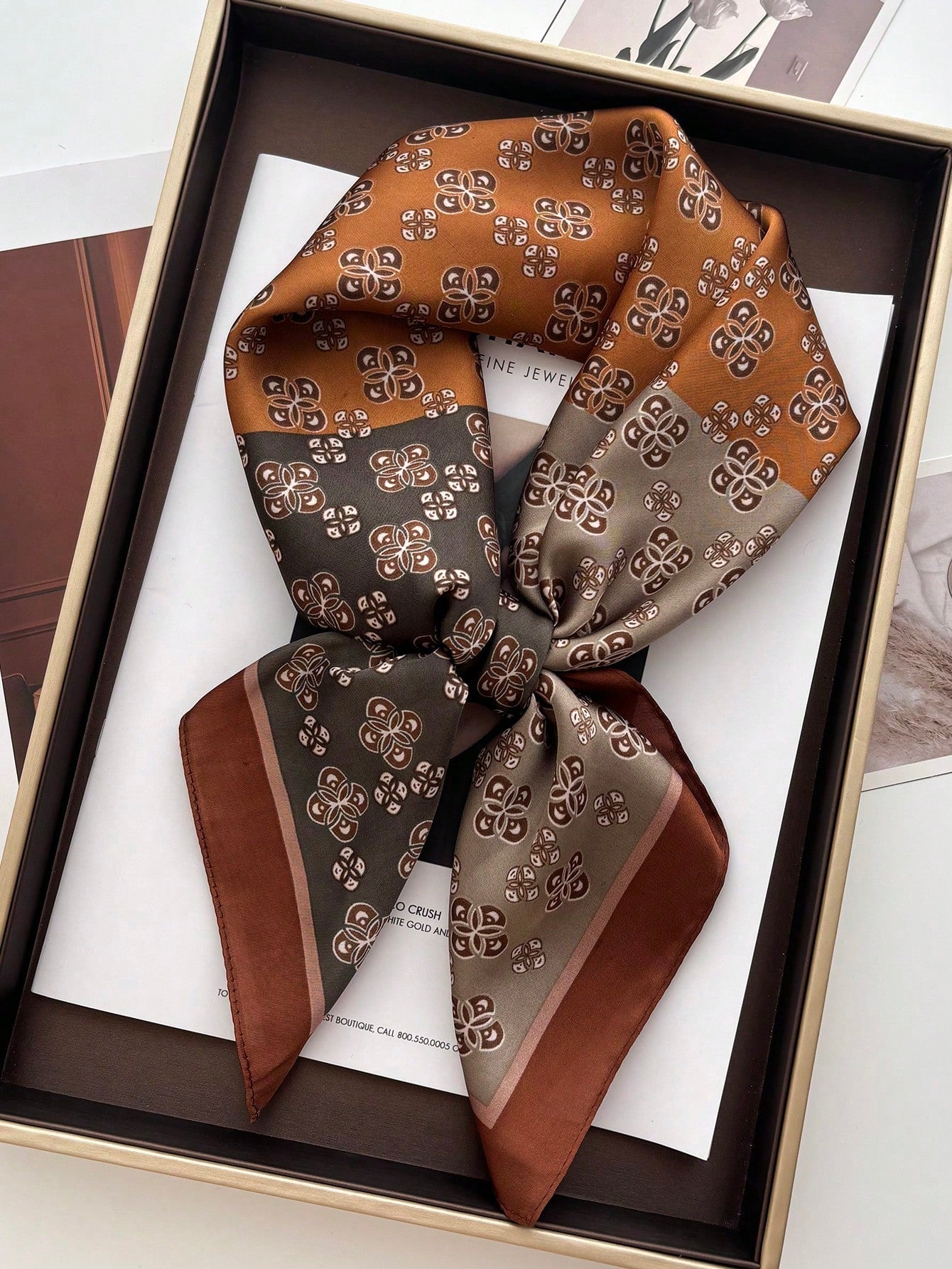 PAÑOLETA BANDANA PAÑUELO CARAMEL DE 70X70 CM - 1
