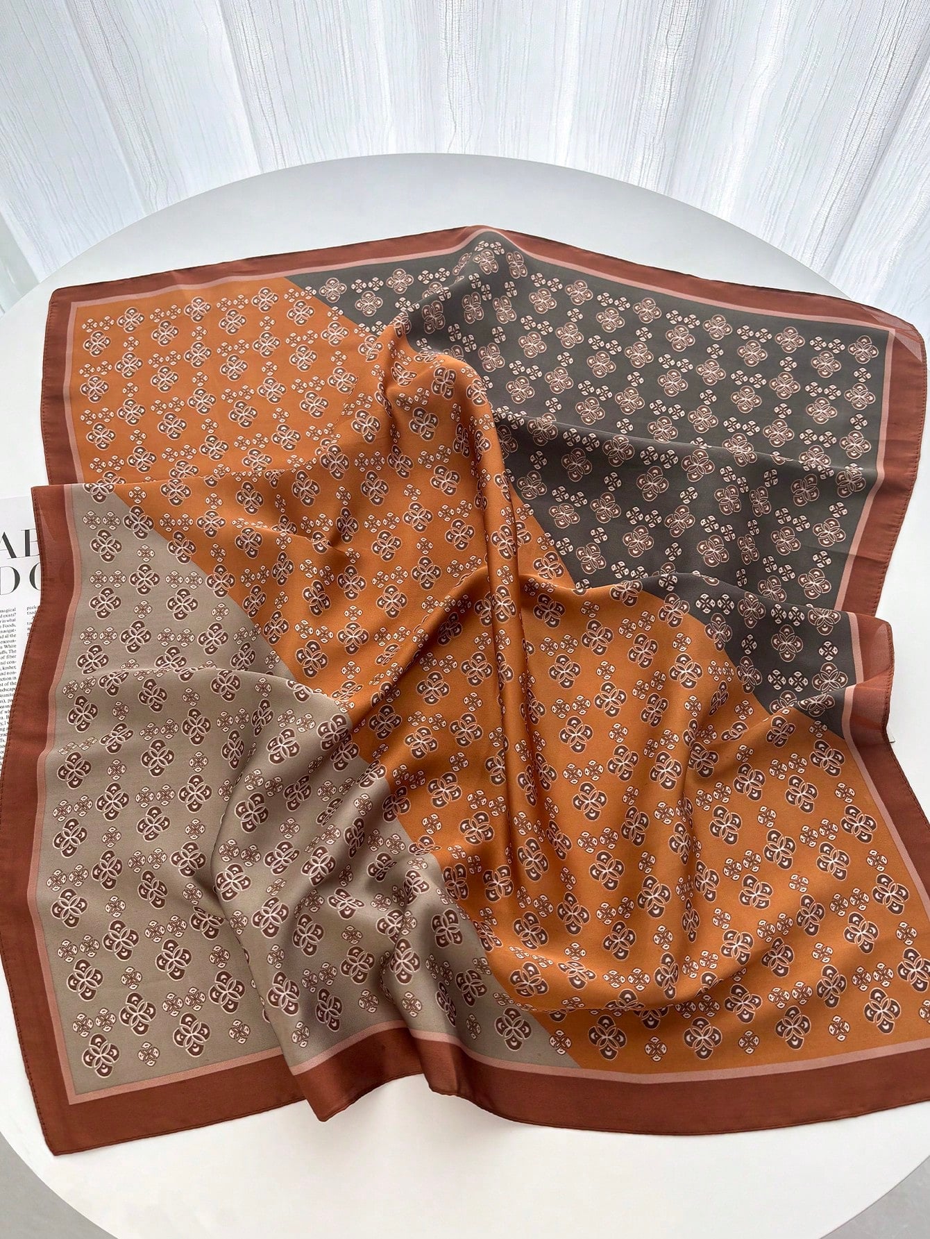 PAÑOLETA BANDANA PAÑUELO CARAMEL DE 70X70 CM - 3